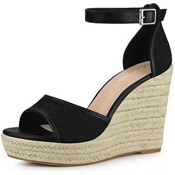 Women's Lace Platform Espadrilles Wedge Heels Sandals