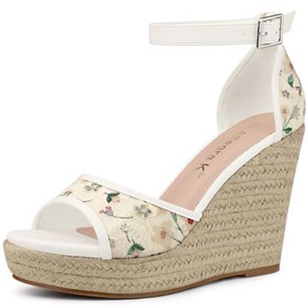 Women's Lace Platform Espadrilles Wedge Heels Sandals