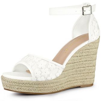 Women's Lace Platform Espadrilles Wedge Heels Sandals