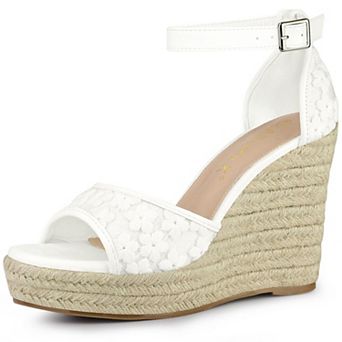 Women's Lace Platform Espadrilles Wedge Heels Sandals