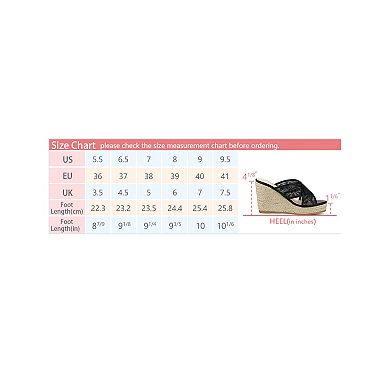 Women's Lace Straps Espadrille Platform Slide Wedge Sandals