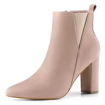 Women's Pointed Toe Zipper Block Heel Ankle Chelsea Boots