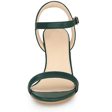 Women's Open Toe Slingback Heels Ankle Strap High Block Heel Sandals