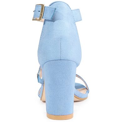 Women's Rhinestone Open Toe Block Heels Sandals