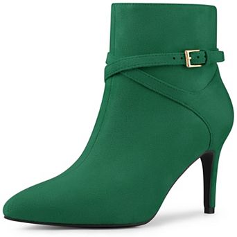 Women's Pointy Toe Buckle Cross Straps Stiletto Heel Ankle Boots