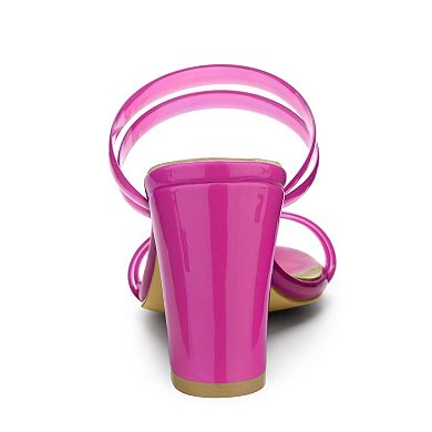 Women's Clear Strappy Slides Mules High Heel Sandal