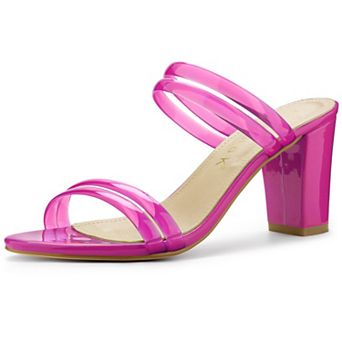 Women's Clear Strappy Slides Mules High Heel Sandal