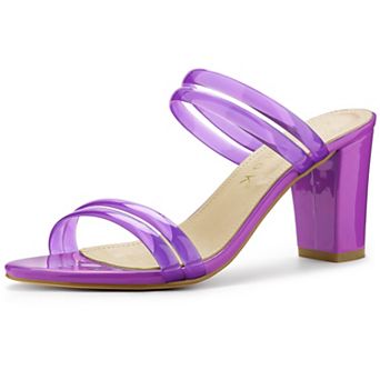Women's Clear Strappy Slides Mules High Heel Sandal