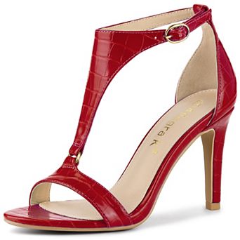 Women's T Strap Open Toe Stiletto Heel Sandals