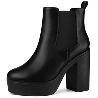 Women's Platform Chunky High Heels Chelsea Ankle Boots