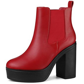 Women's Platform Chunky High Heels Chelsea Ankle Boots