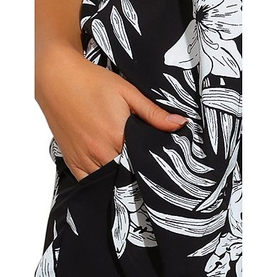 Outfits 2 Piece Sets for Women's Tropical Floral Button Down Shirt and Shorts Casual Beachwear Sets