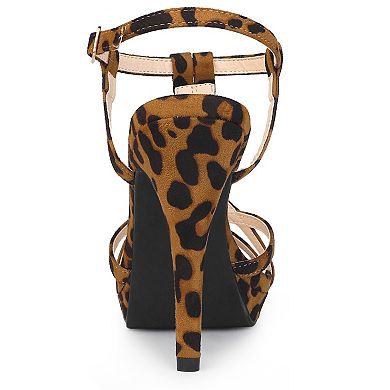 Women's T Strap Slingback Platform Stiletto Heel Sandals