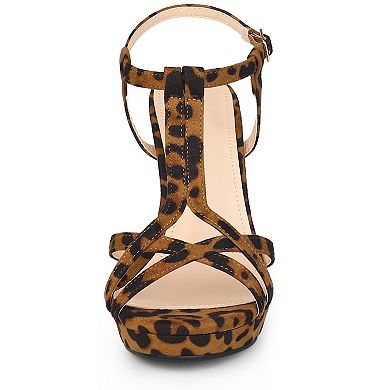 Women's T Strap Slingback Platform Stiletto Heel Sandals