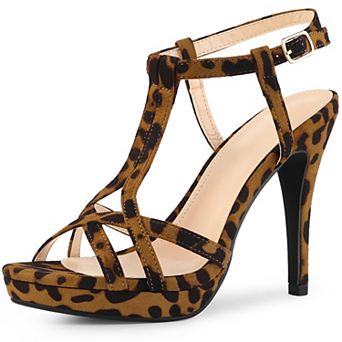 Women's T Strap Slingback Platform Stiletto Heel Sandals
