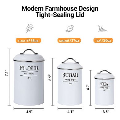 Canister Set for Kitchen Counter, for Flour, Sugar, Tea Storage, 125oz Total