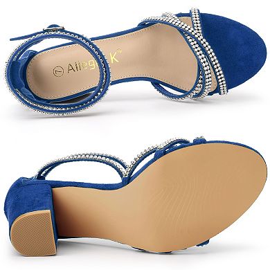 Women's Rhinestones Strappy Chunky Heel Sandals