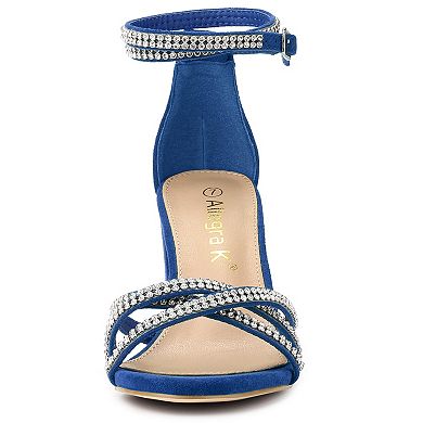 Women's Rhinestones Strappy Chunky Heel Sandals