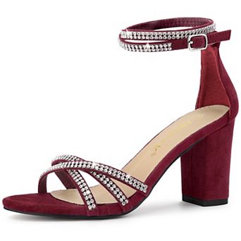Women's Rhinestones Strappy Chunky Heel Sandals