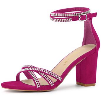 Women's Rhinestones Strappy Chunky Heel Sandals