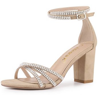 Women's Rhinestones Strappy Chunky Heel Sandals