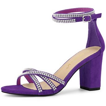 Women's Rhinestones Strappy Chunky Heel Sandals