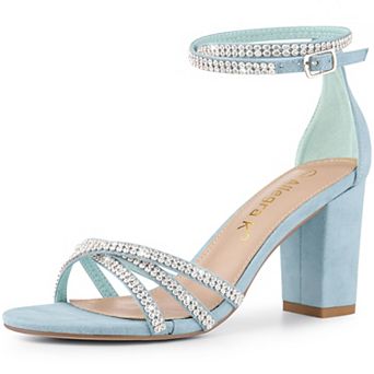 Women's Rhinestones Strappy Chunky Heel Sandals