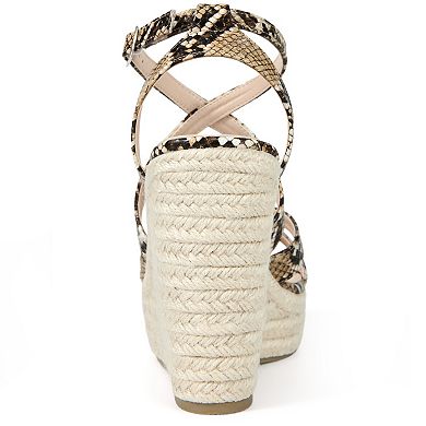 Women's Snake Print Crisscross Strap Wedges Platform Espadrille Wedge Heel Sandals
