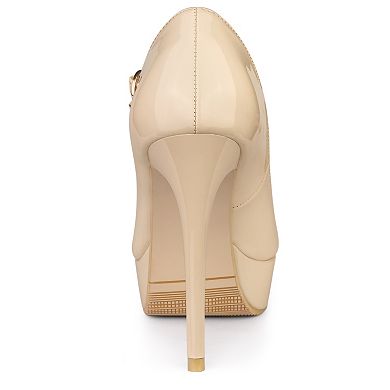 Women's Platform Mary Janes Pumps Ankle Strap Stiletto High Heels Dress Shoes