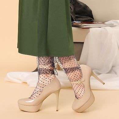 Women's Platform Mary Janes Pumps Ankle Strap Stiletto High Heels Dress Shoes