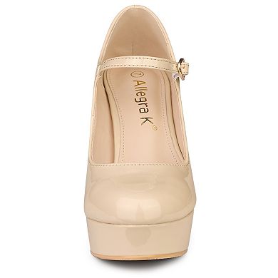 Women's Platform Mary Janes Pumps Ankle Strap Stiletto High Heels Dress Shoes