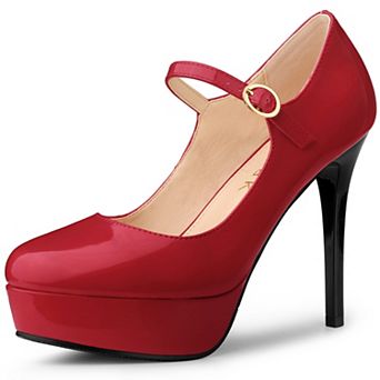 Women's Platform Mary Janes Pumps Ankle Strap Stiletto High Heels Dress Shoes