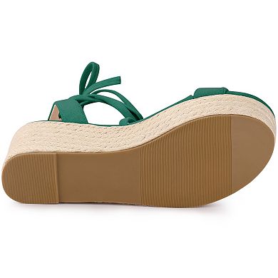 Women's Lace Up Wedge Heel Platform Slingback Strappy Sandals