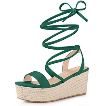 Women's Lace Up Wedge Heel Platform Slingback Strappy Sandals