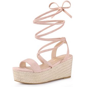 Women's Lace Up Wedge Heel Platform Slingback Strappy Sandals