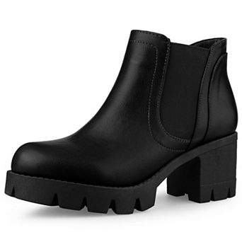 Women's Lug Sole Chunky Heel Chelsea Ankle Boots