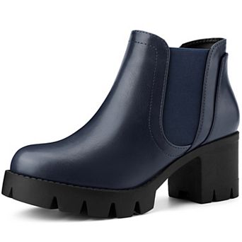 Women's Lug Sole Chunky Heel Chelsea Ankle Boots
