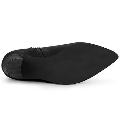 Women's Pointed Toe Chunky High Heels Ankle Boots