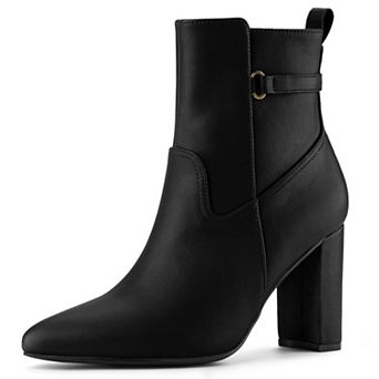 Women's Pointed Toe Chunky High Heels Ankle Boots