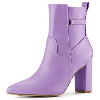 Women's Pointed Toe Chunky High Heels Ankle Boots