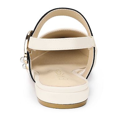 Women's Pointed Toe Slingback Flat Mules with Elastic Strap, Fashionable Office Flats