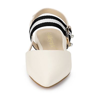 Women's Pointed Toe Slingback Flat Mules with Elastic Strap, Fashionable Office Flats