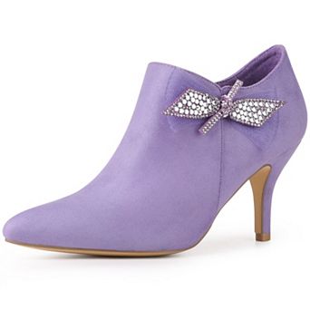 Women's Pointed Toe Bow Decor Stiletto Heel Ankle Boots