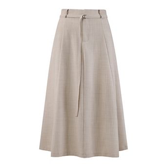 Women's A-Line Skirt with Pockets Elastic High Waist Maxi Skirt
