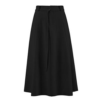 Women's A-Line Skirt with Pockets Elastic High Waist Maxi Skirt