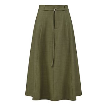 Women's A-Line Skirt with Pockets Elastic High Waist Maxi Skirt