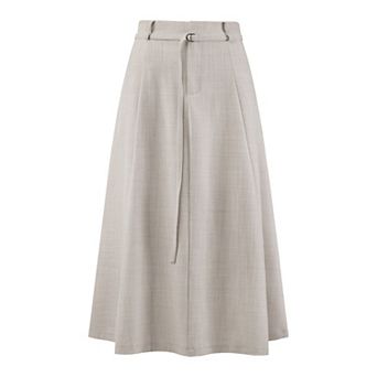 Women's A-Line Skirt with Pockets Elastic High Waist Maxi Skirt