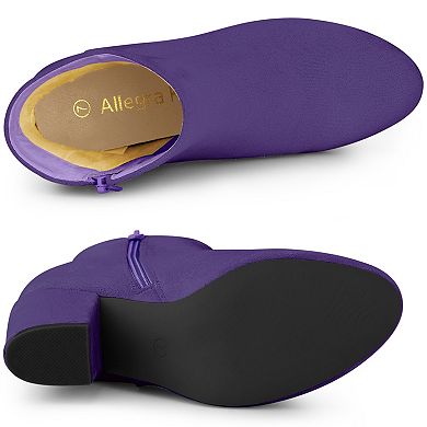 Women's Round Toe Side Zip Chunky Heel Ankle Boots