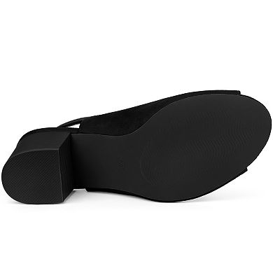 Women's Peep Toe Chunky Heel Lace Up Slingback Dressy Booties