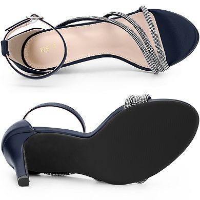 Women's Open Toe Rhinestone Strappy Stiletto Heels Sandals